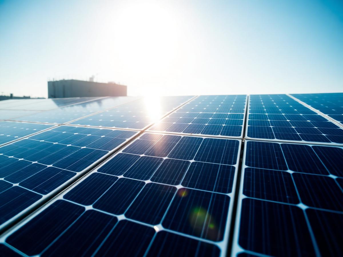 Solar PV panels under bright sunlight